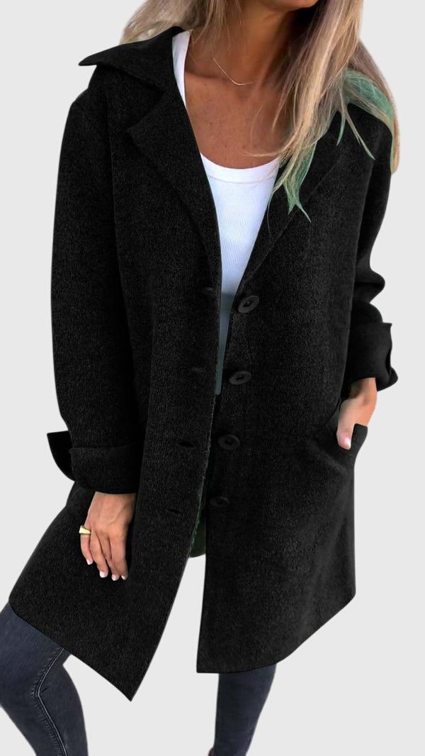 Freya | Blazer Coat Pink Knit Button-Front for Women
