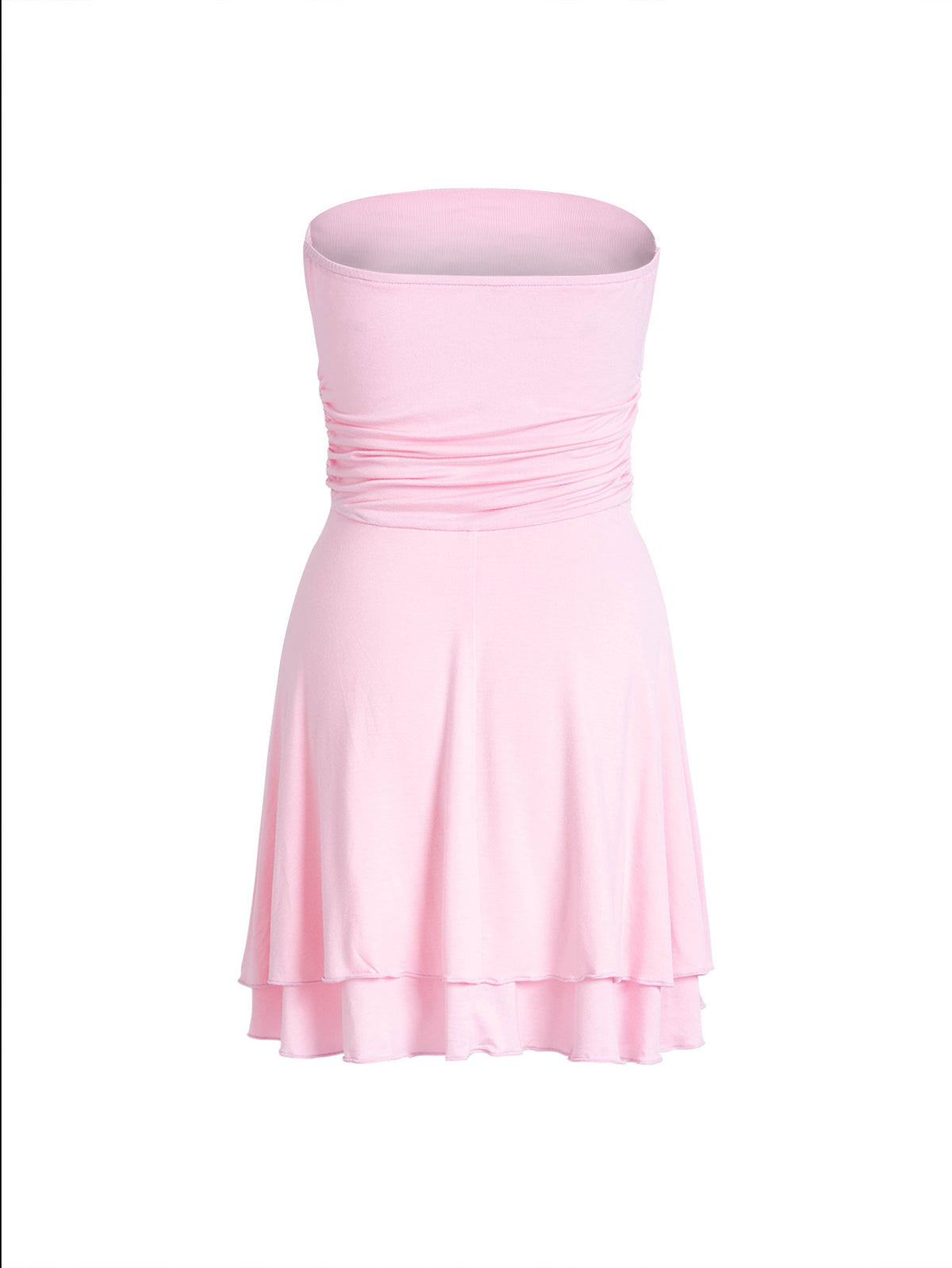 Kimba | Strapless Mini Dress Black Satin Tiered for Women