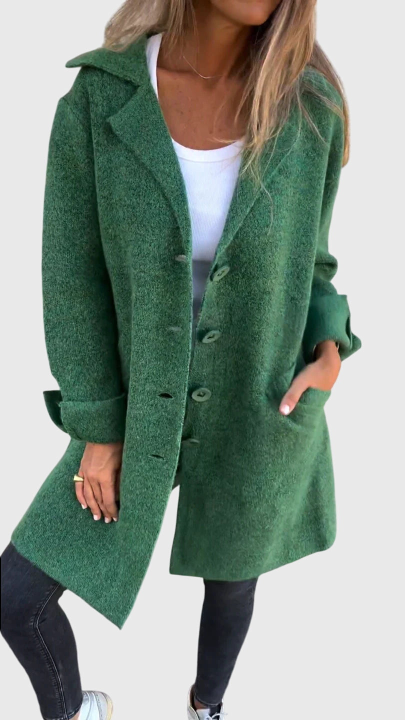 Freya | Blazer Coat Pink Knit Button-Front for Women