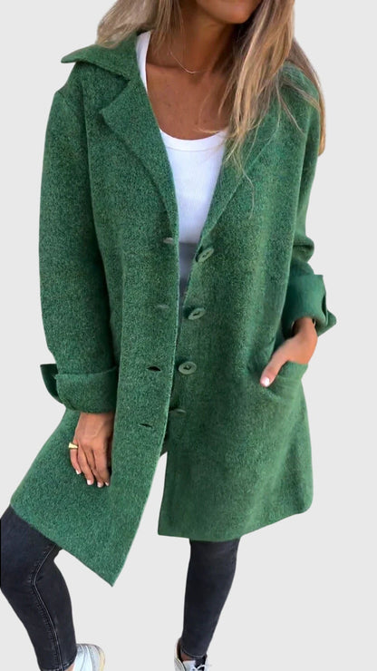 Freya | Blazer Coat Pink Knit Button-Front for Women