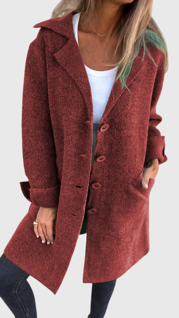 Freya | Blazer Coat Pink Knit Button-Front for Women