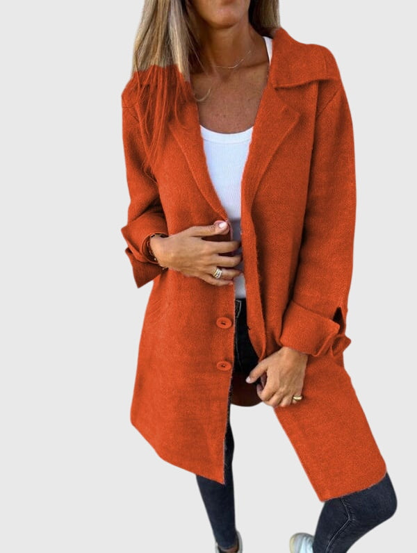 Freya | Blazer Coat Pink Knit Button-Front for Women