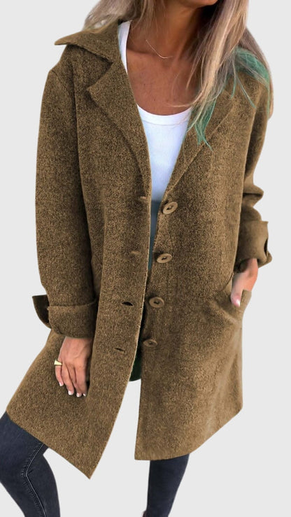 Freya | Blazer Coat Pink Knit Button-Front for Women