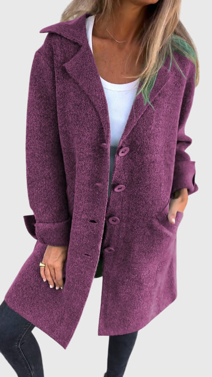 Freya | Blazer Coat Pink Knit Button-Front for Women