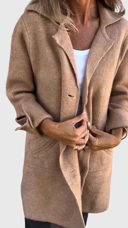 Freya | Blazer Coat Pink Knit Button-Front for Women