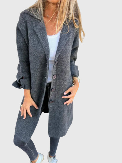 Freya | Blazer Coat Pink Knit Button-Front for Women
